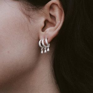 Matte silver triple teardrop earrings